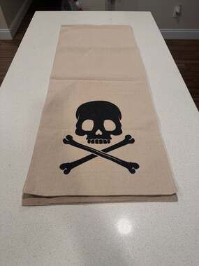 Skull and crossbones table runner 70 inches
